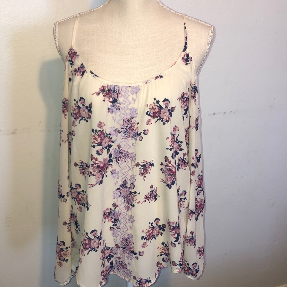 Floral cold shoulder blouse